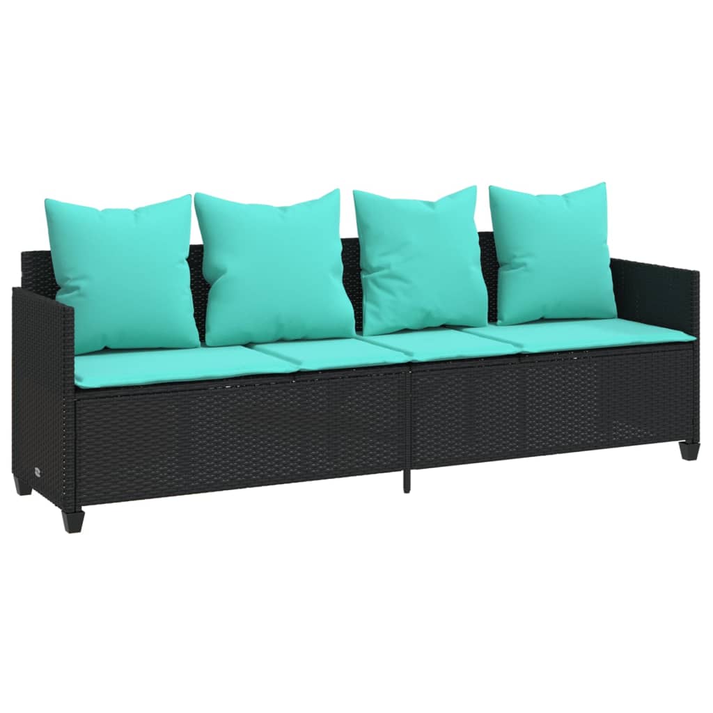 Ligbed met kussens poly rattan zwart is nu te koop bij PeponiXL, paradijselijk wonen!