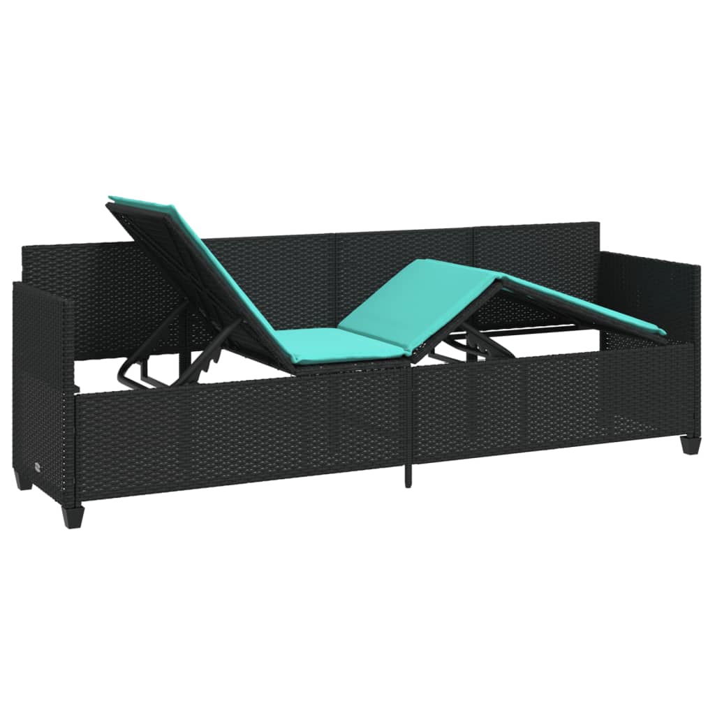 Ligbed met kussens poly rattan zwart is nu te koop bij PeponiXL, paradijselijk wonen!