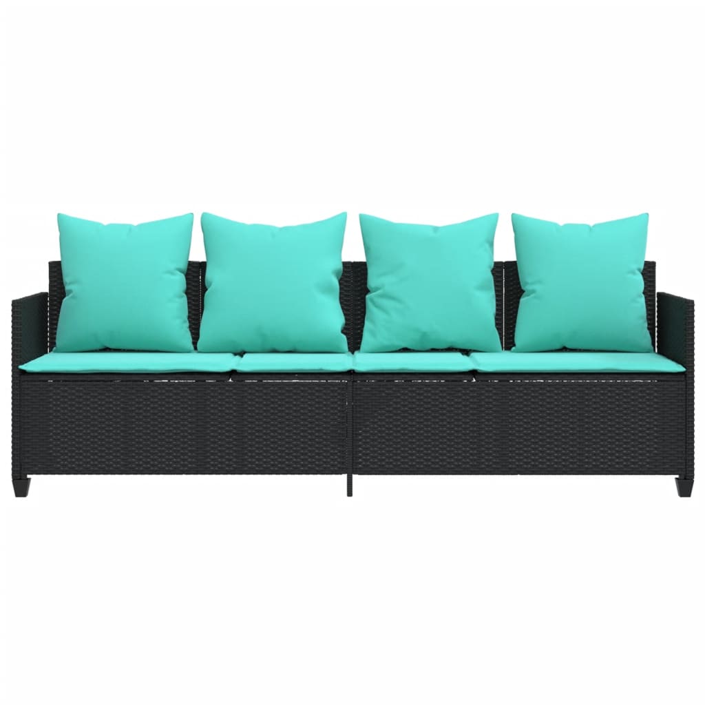Ligbed met kussens poly rattan zwart is nu te koop bij PeponiXL, paradijselijk wonen!