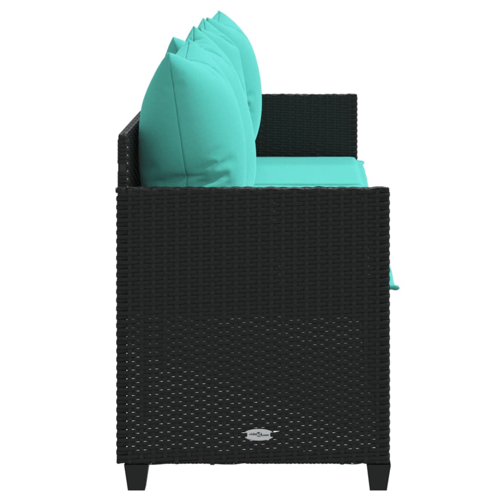Ligbed met kussens poly rattan zwart is nu te koop bij PeponiXL, paradijselijk wonen!
