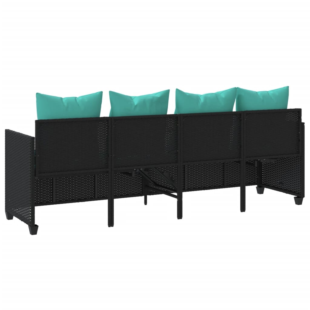 Ligbed met kussens poly rattan zwart is nu te koop bij PeponiXL, paradijselijk wonen!