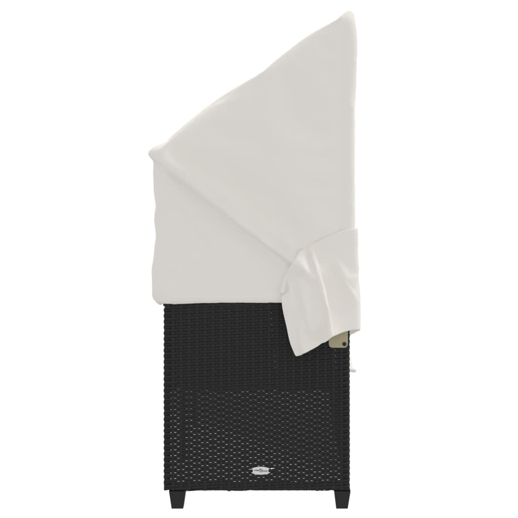 Ligbed met luifel en kussens poly rattan zwart is nu te koop bij PeponiXL, paradijselijk wonen!