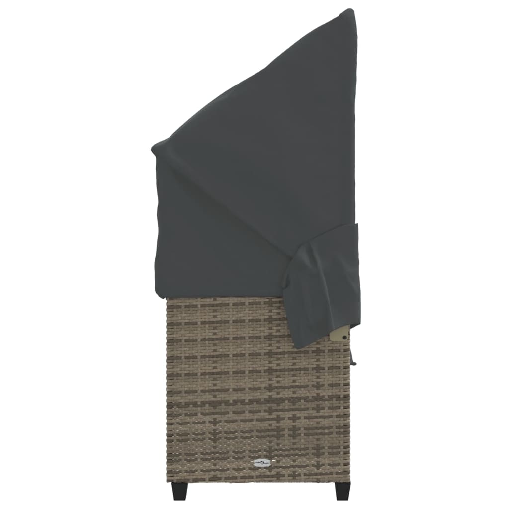 Ligbed met luifel en kussens poly rattan grijs is nu te koop bij PeponiXL, paradijselijk wonen!