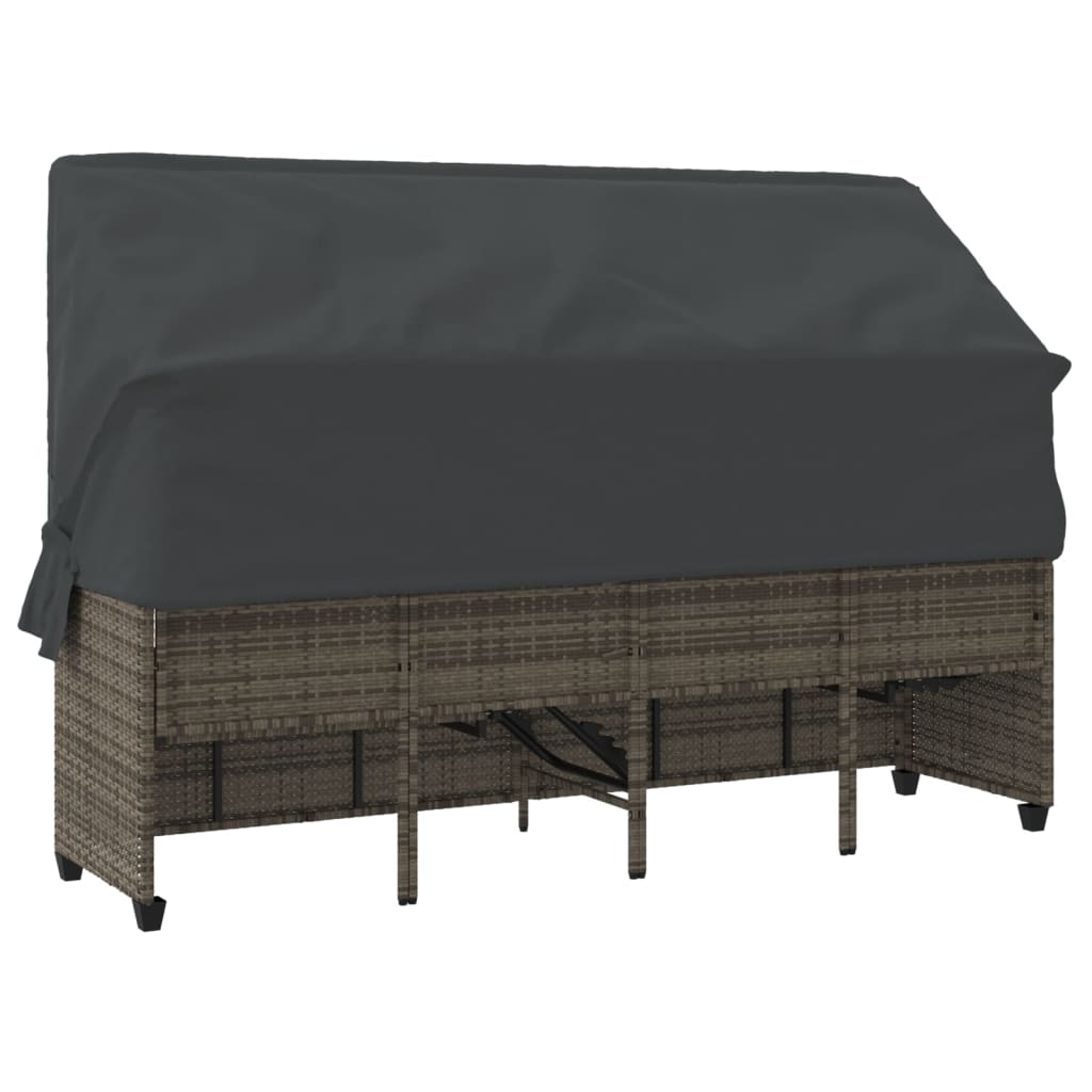 Ligbed met luifel en kussens poly rattan grijs is nu te koop bij PeponiXL, paradijselijk wonen!