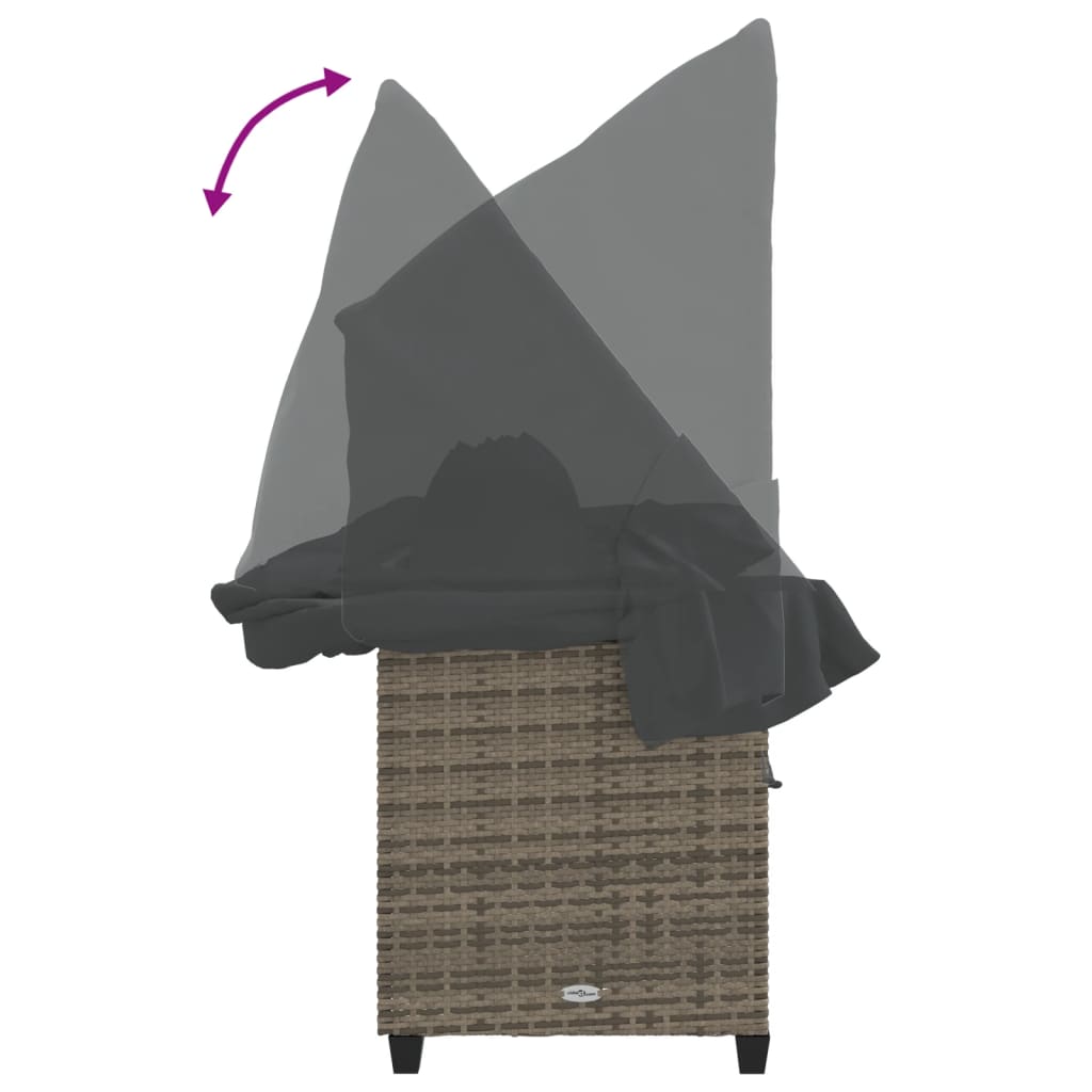 Ligbed met luifel en kussens poly rattan grijs is nu te koop bij PeponiXL, paradijselijk wonen!