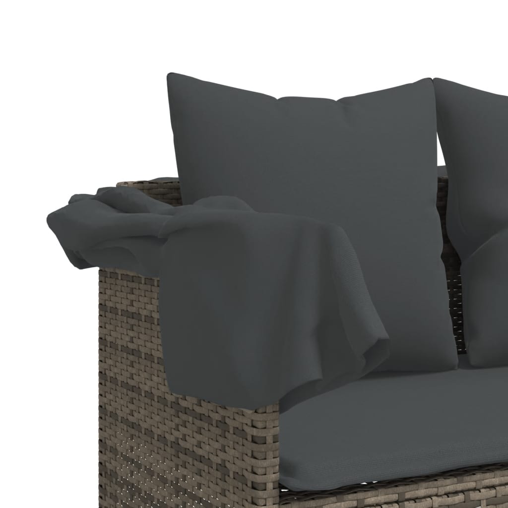 Ligbed met luifel en kussens poly rattan grijs is nu te koop bij PeponiXL, paradijselijk wonen!