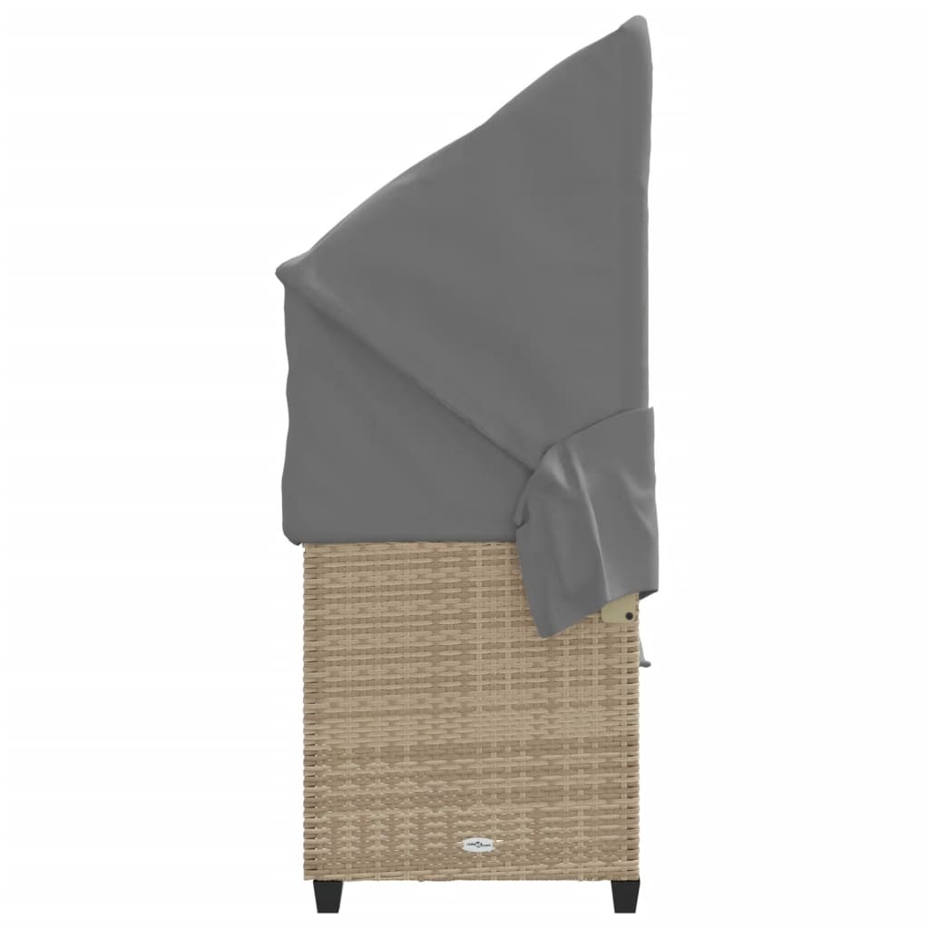 Ligbed met luifel en kussen poly rattan beige is nu te koop bij PeponiXL, paradijselijk wonen!