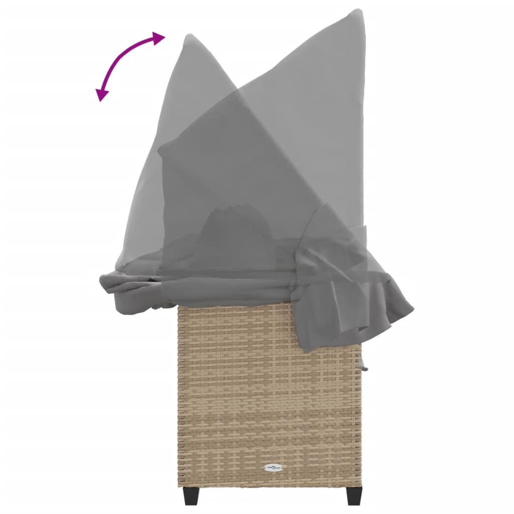 Ligbed met luifel en kussen poly rattan beige is nu te koop bij PeponiXL, paradijselijk wonen!