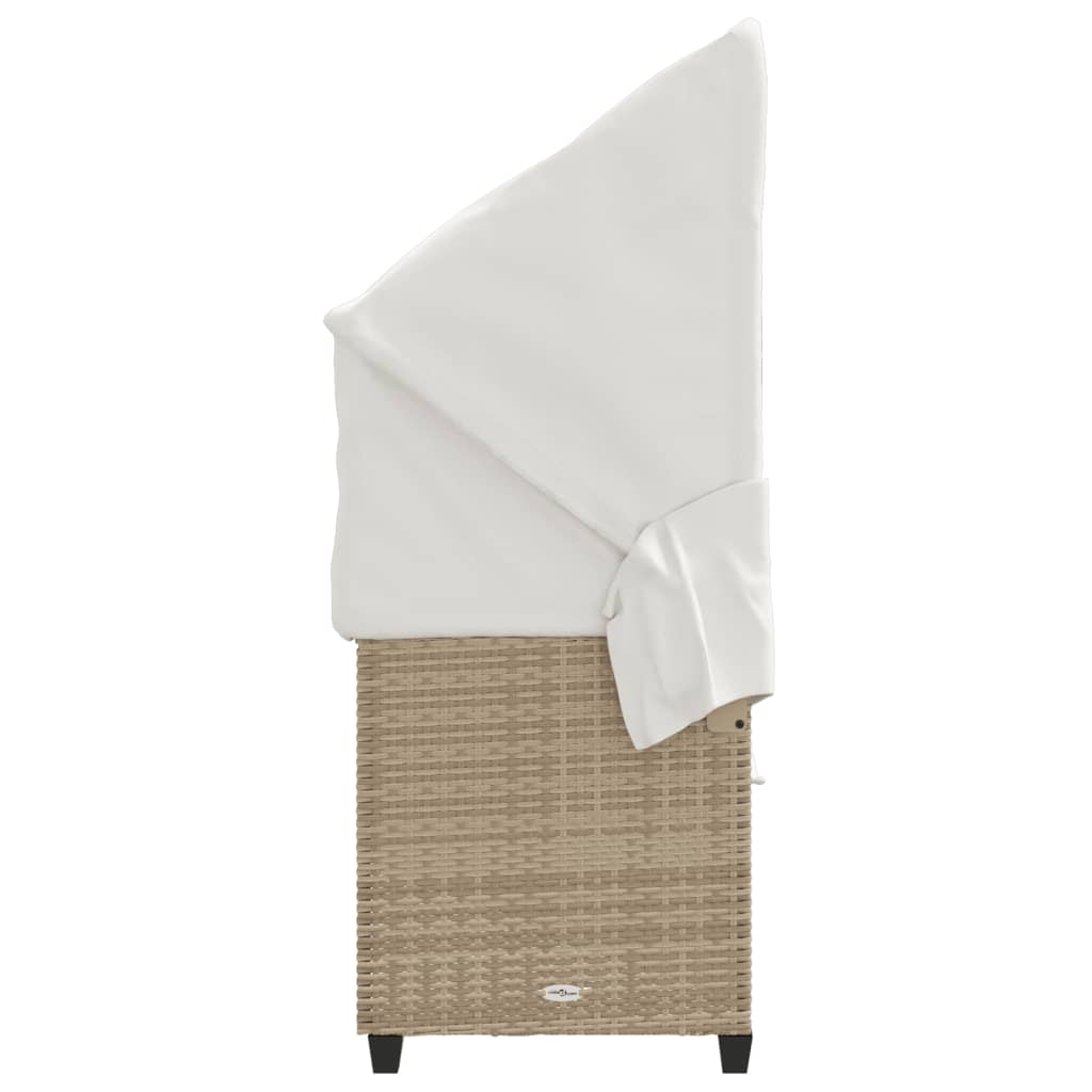 Ligbed met luifel en kussen poly rattan beige is nu te koop bij PeponiXL, paradijselijk wonen!