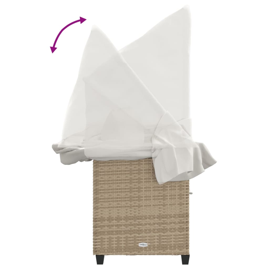 Ligbed met luifel en kussen poly rattan beige is nu te koop bij PeponiXL, paradijselijk wonen!