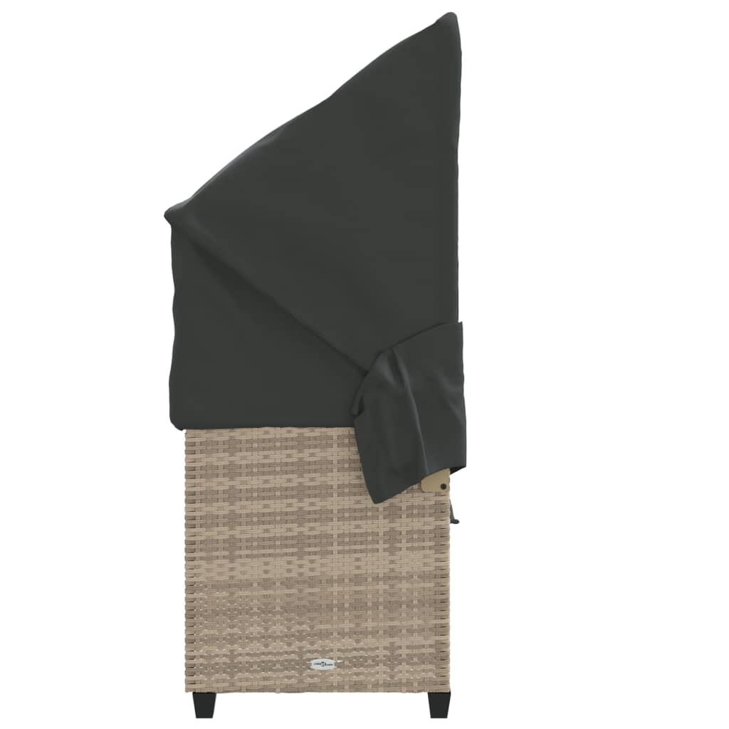 Ligbed met luifel en kussens poly rattan lichtgrijs is nu te koop bij PeponiXL, paradijselijk wonen!