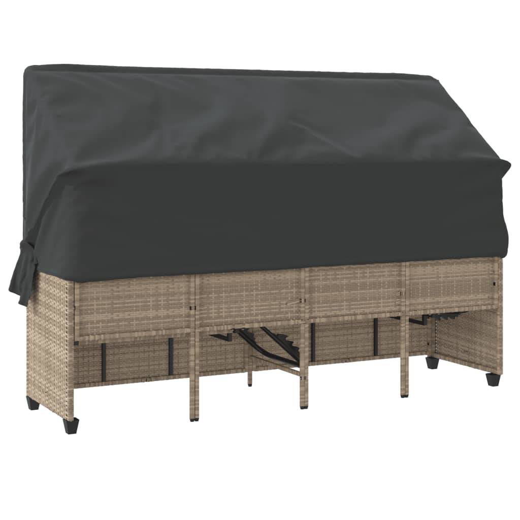 Ligbed met luifel en kussens poly rattan lichtgrijs is nu te koop bij PeponiXL, paradijselijk wonen!