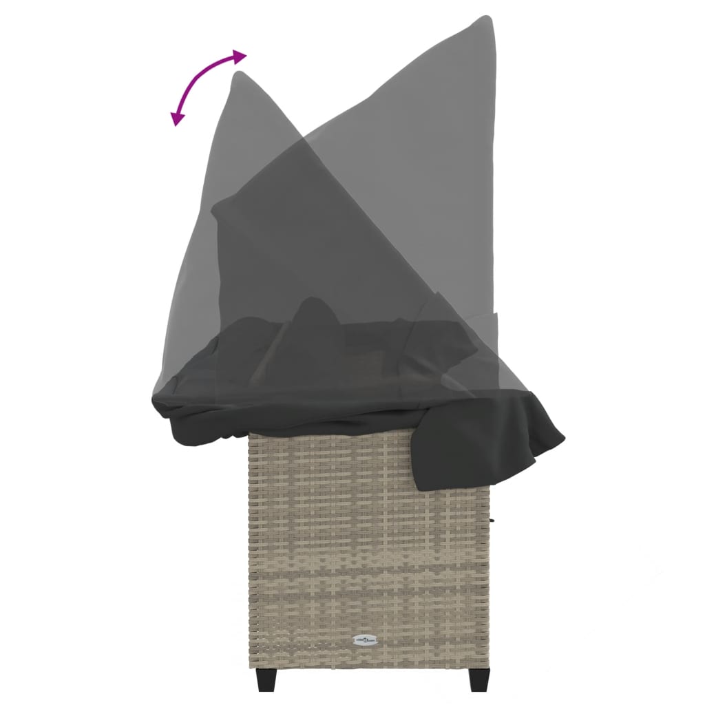 Ligbed met luifel en kussens poly rattan lichtgrijs is nu te koop bij PeponiXL, paradijselijk wonen!