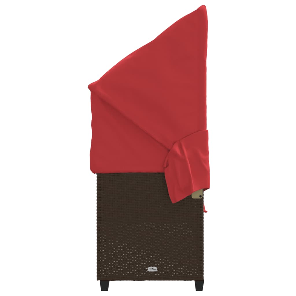 Ligbed met luifel en kussens poly rattan bruin is nu te koop bij PeponiXL, paradijselijk wonen!
