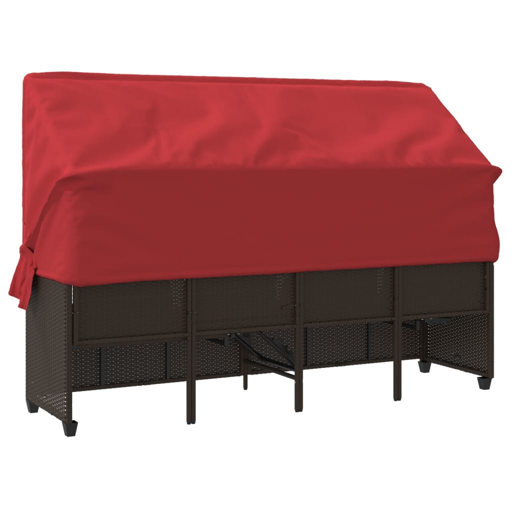 Ligbed met luifel en kussens poly rattan bruin is nu te koop bij PeponiXL, paradijselijk wonen!
