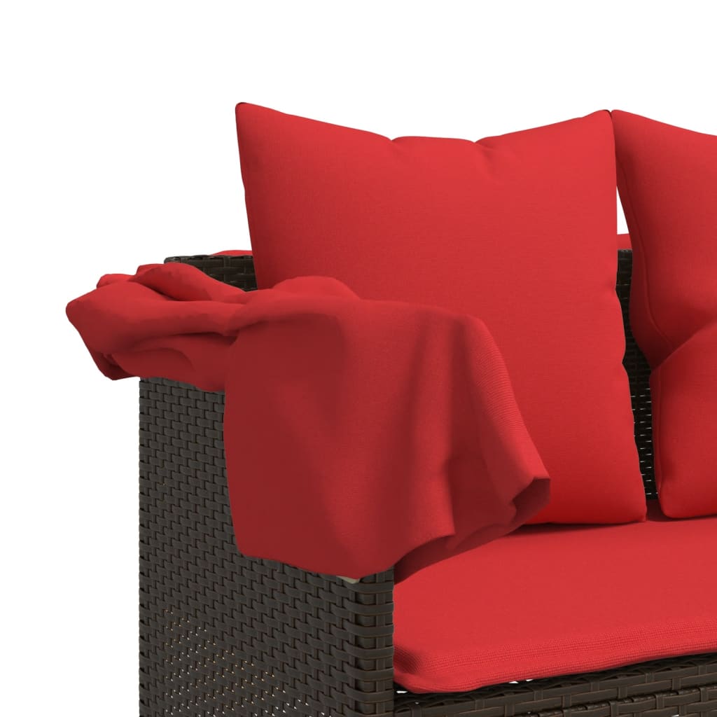 Ligbed met luifel en kussens poly rattan bruin is nu te koop bij PeponiXL, paradijselijk wonen!