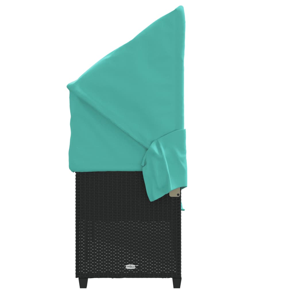Ligbed met luifel en kussens poly rattan zwart is nu te koop bij PeponiXL, paradijselijk wonen!