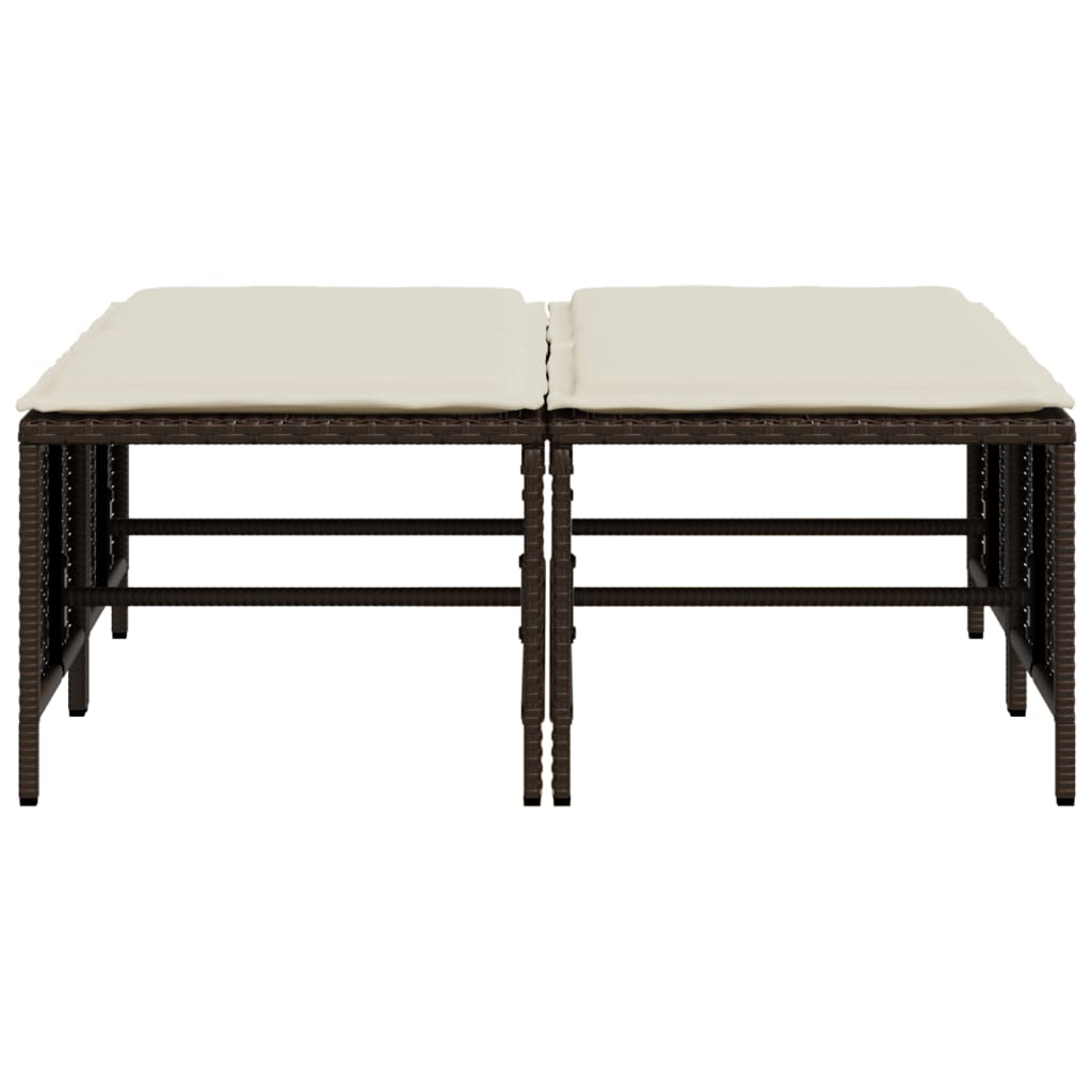 Tuinkrukken met kussens 4 st poly rattan bruin is nu te koop bij PeponiXL, paradijselijk wonen!