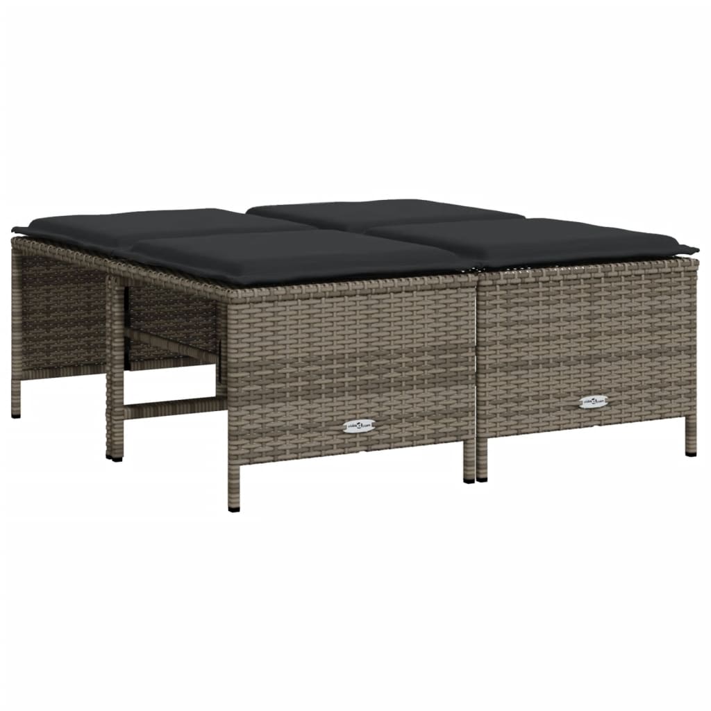 Tuinkrukken met kussens 4 st poly rattan grijs is nu te koop bij PeponiXL, paradijselijk wonen!
