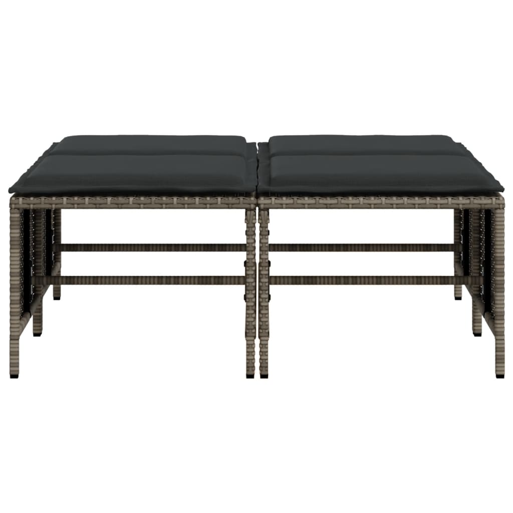 Tuinkrukken met kussens 4 st poly rattan grijs is nu te koop bij PeponiXL, paradijselijk wonen!