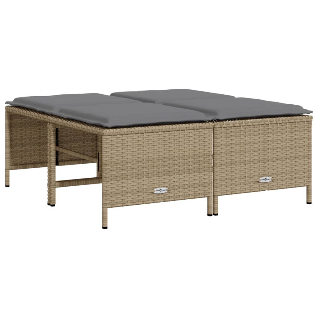 Tuinkrukken met kussens 4 st poly rattan beige is nu te koop bij PeponiXL, paradijselijk wonen!