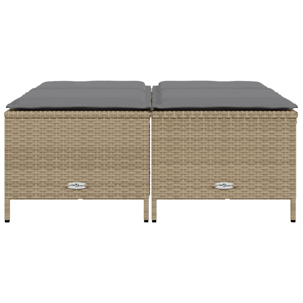 Tuinkrukken met kussens 4 st poly rattan beige is nu te koop bij PeponiXL, paradijselijk wonen!