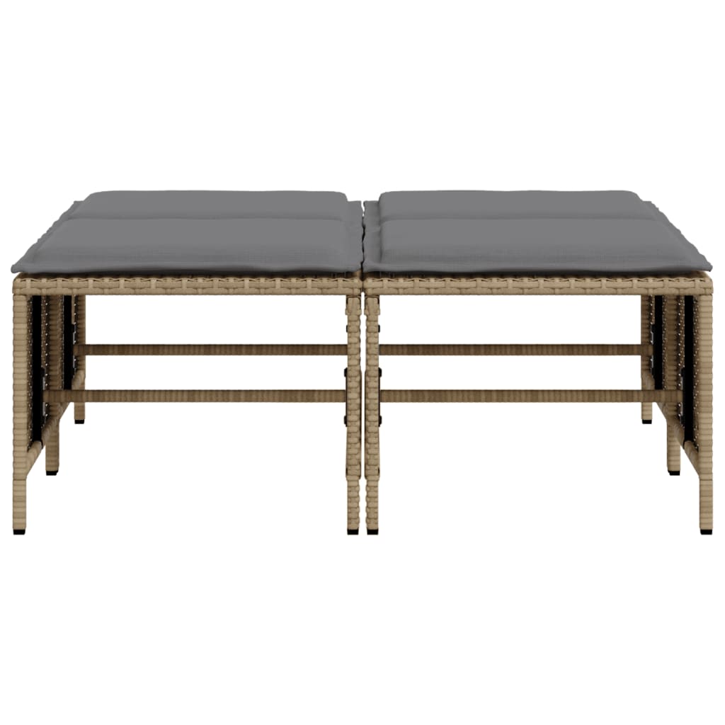 Tuinkrukken met kussens 4 st poly rattan beige is nu te koop bij PeponiXL, paradijselijk wonen!