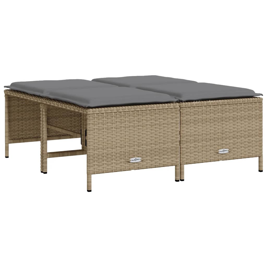 Tuinkrukken met kussens 4 st poly rattan beige is nu te koop bij PeponiXL, paradijselijk wonen!