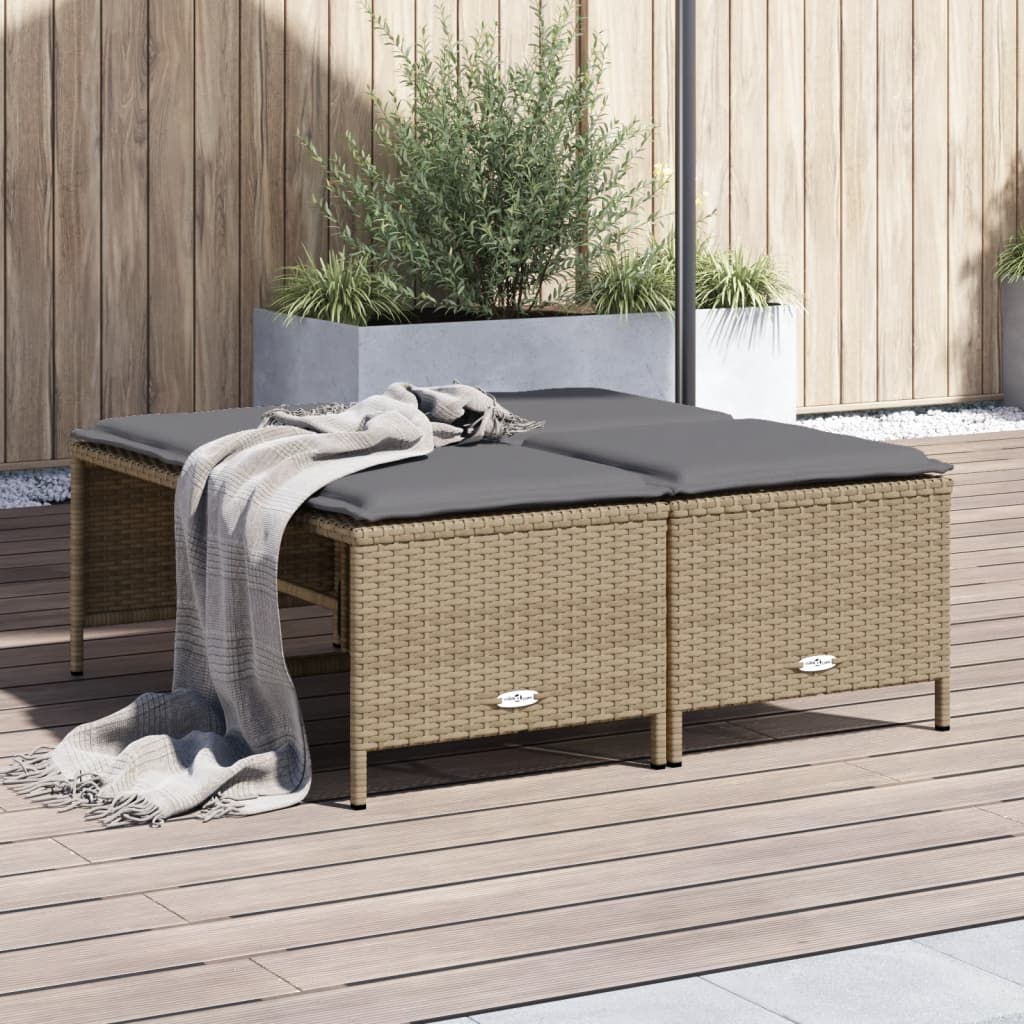 Tuinkrukken met kussens 4 st poly rattan beige is nu te koop bij PeponiXL, paradijselijk wonen!