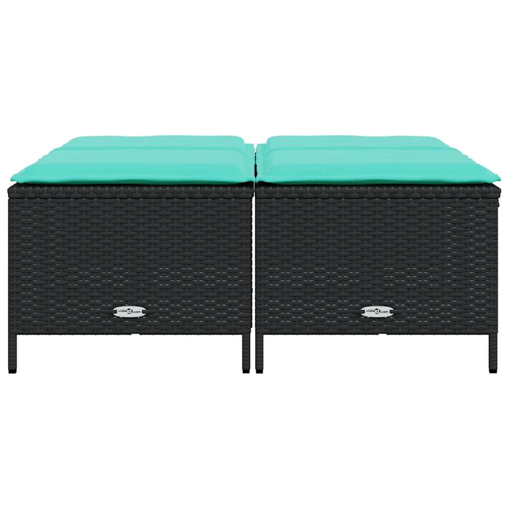 Tuinstoelen met kussens 4 stuks zwart polyrotan is nu te koop bij PeponiXL, paradijselijk wonen!