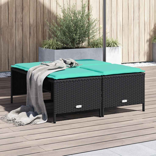 Tuinstoelen met kussens 4 stuks zwart polyrotan is nu te koop bij PeponiXL, paradijselijk wonen!