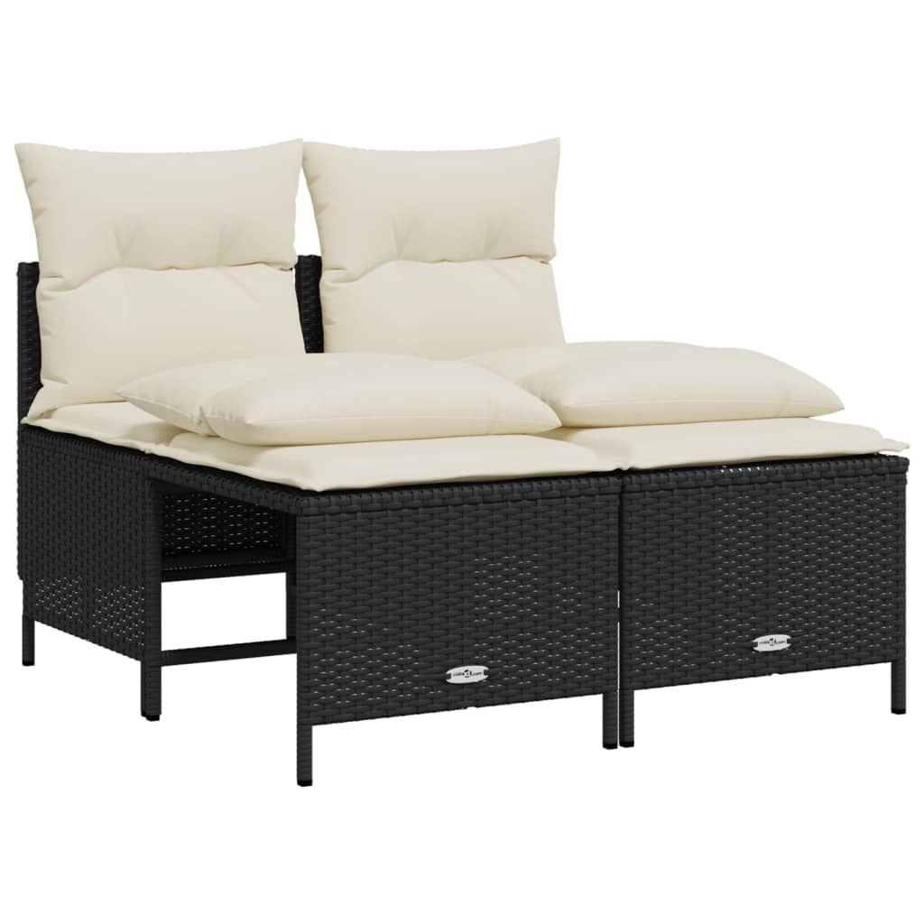 4-delige Loungeset met kussens poly rattan zwart is nu te koop bij PeponiXL, paradijselijk wonen!