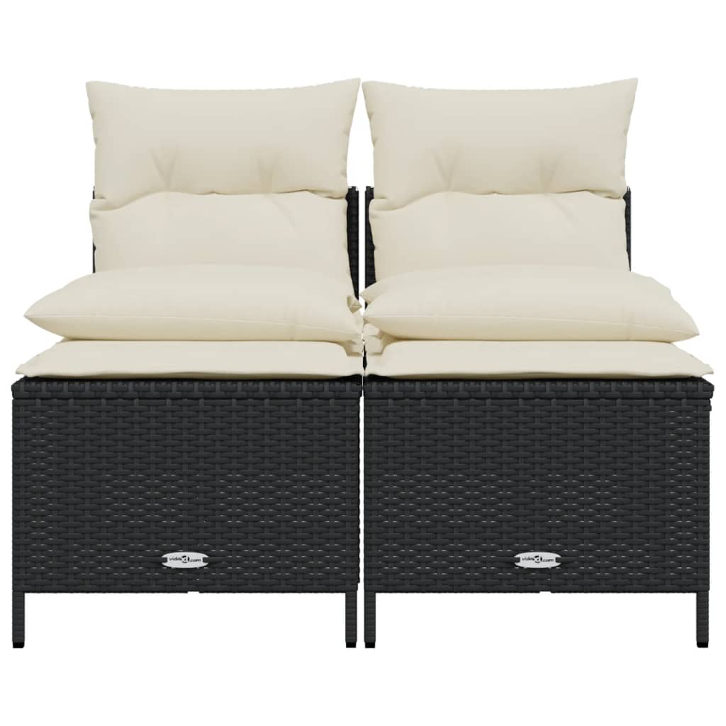 4-delige Loungeset met kussens poly rattan zwart is nu te koop bij PeponiXL, paradijselijk wonen!