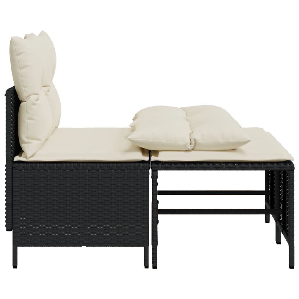 4-delige Loungeset met kussens poly rattan zwart is nu te koop bij PeponiXL, paradijselijk wonen!