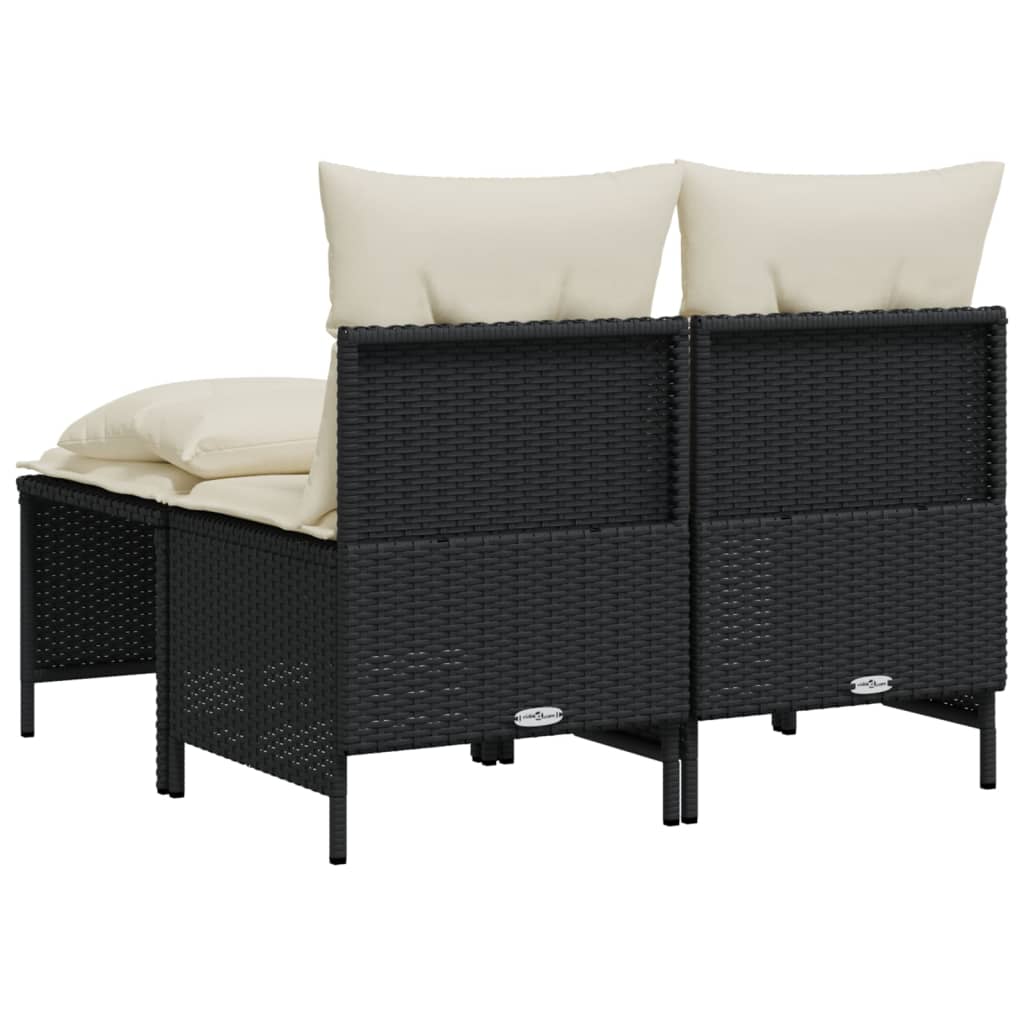 4-delige Loungeset met kussens poly rattan zwart is nu te koop bij PeponiXL, paradijselijk wonen!