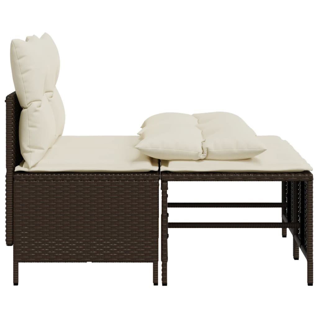 4-delige Loungeset met kussens poly rattan bruin is nu te koop bij PeponiXL, paradijselijk wonen!