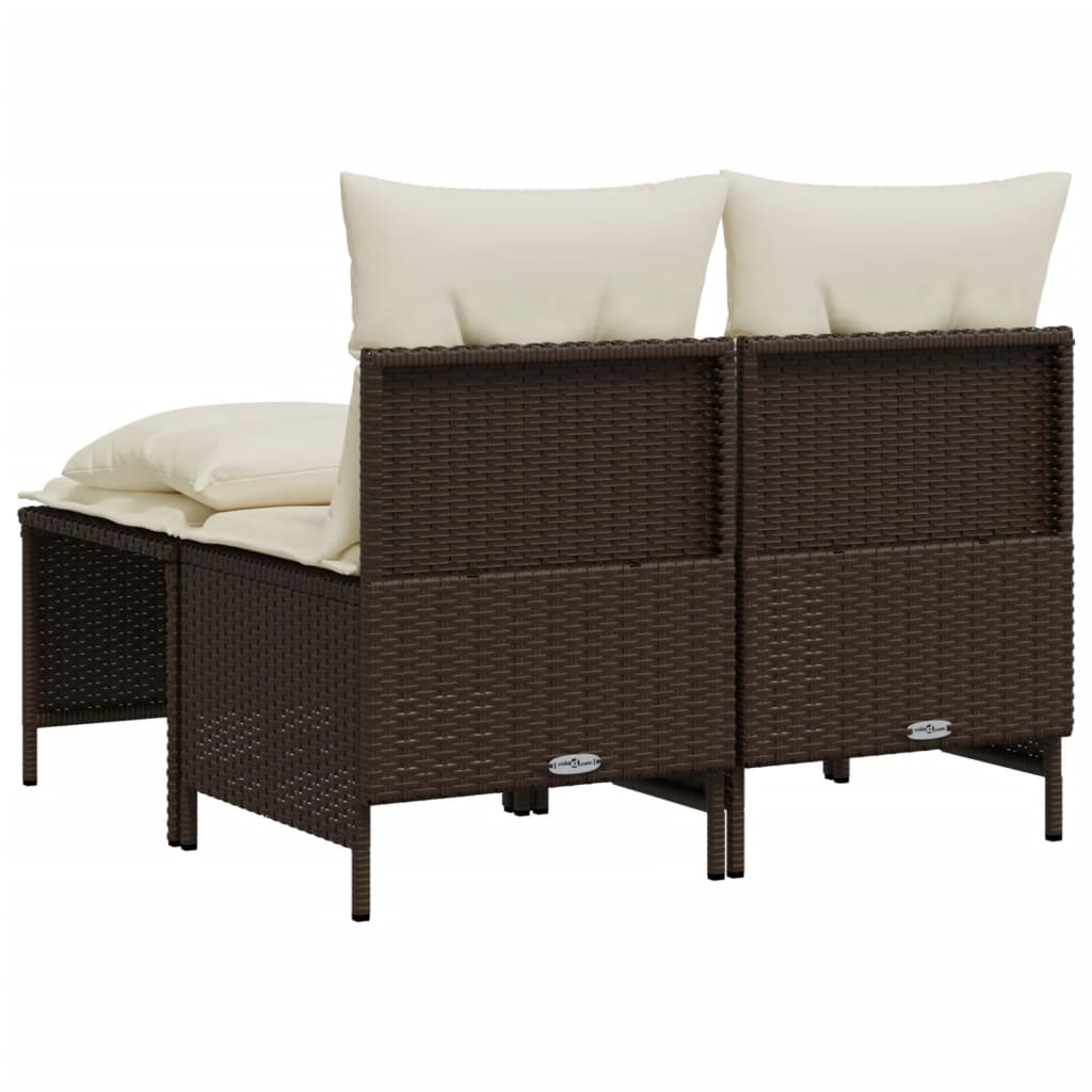 4-delige Loungeset met kussens poly rattan bruin is nu te koop bij PeponiXL, paradijselijk wonen!