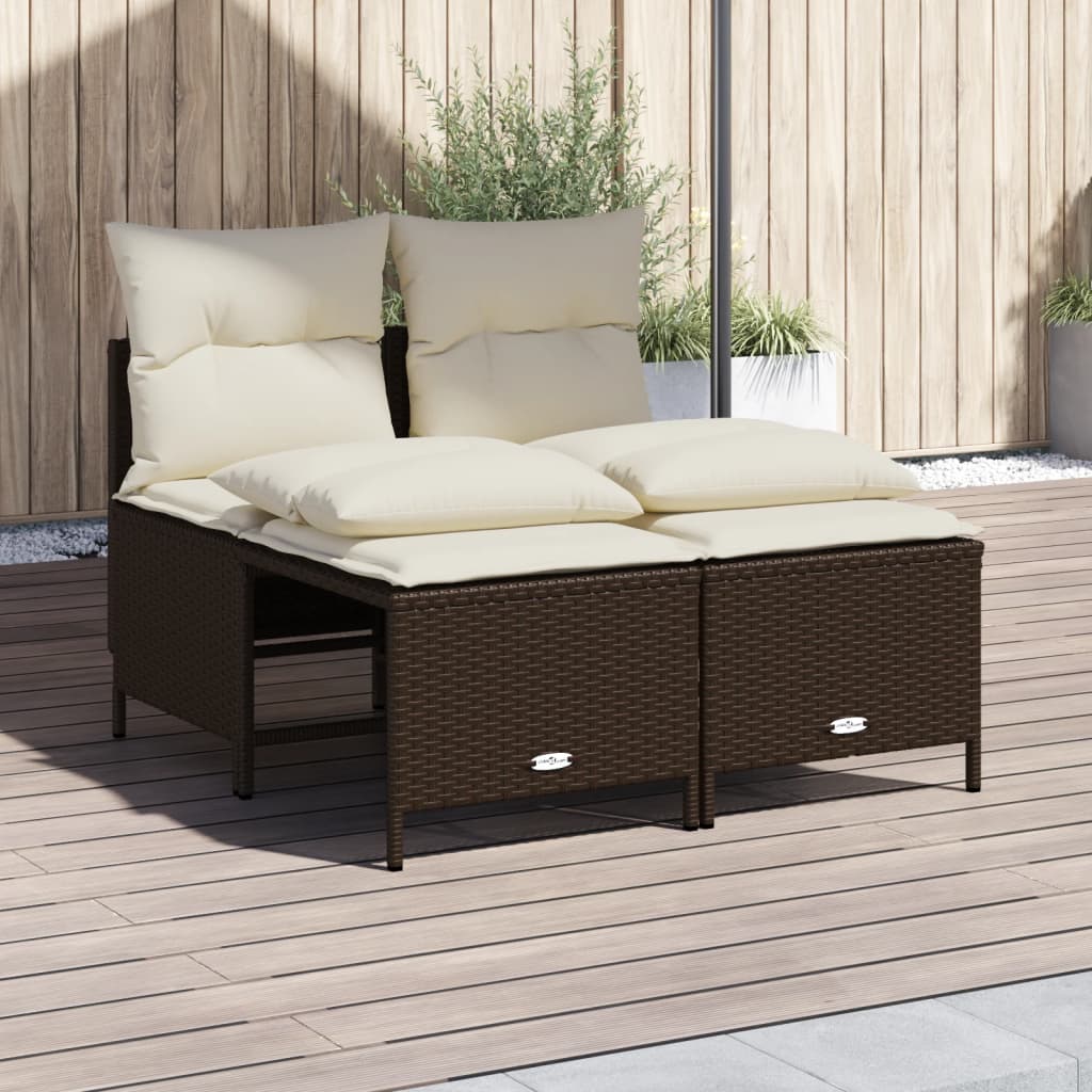 4-delige Loungeset met kussens poly rattan bruin is nu te koop bij PeponiXL, paradijselijk wonen!