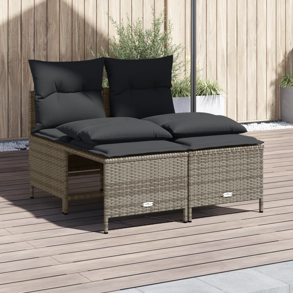 4-delige Loungeset met kussens poly rattan grijs is nu te koop bij PeponiXL, paradijselijk wonen!