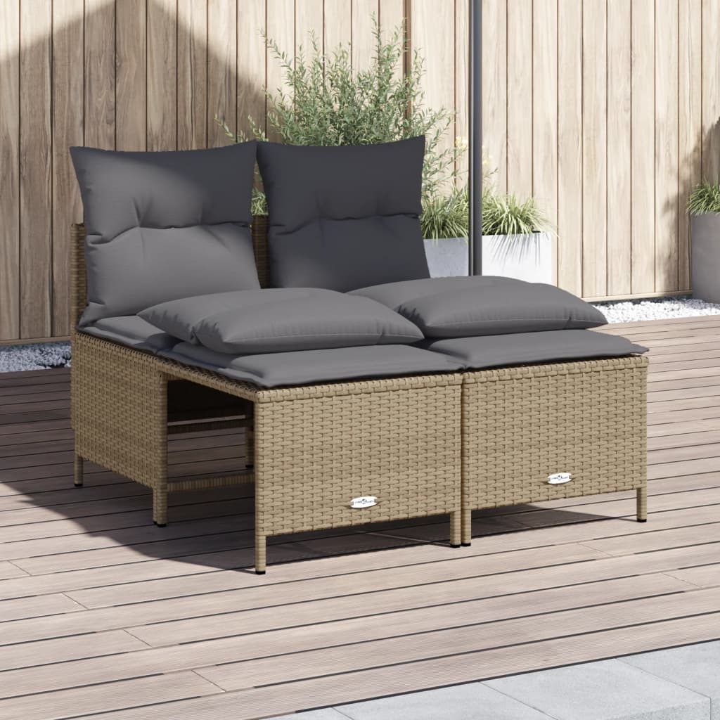 4-delige Loungeset met kussens poly rattan beige is nu te koop bij PeponiXL, paradijselijk wonen!