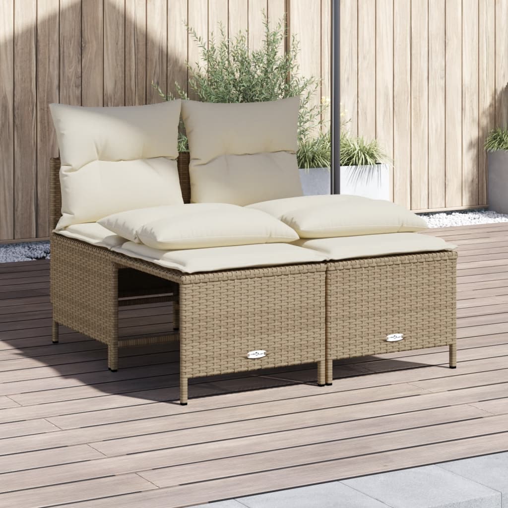 4-delige Loungeset met kussens poly rattan beige is nu te koop bij PeponiXL, paradijselijk wonen!