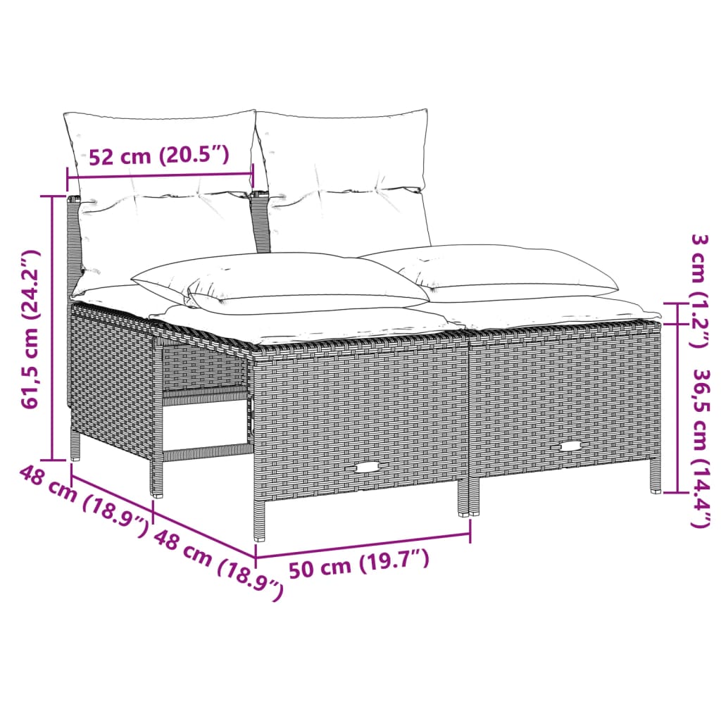 4-delige Loungeset met kussens poly rattan lichtgrijs is nu te koop bij PeponiXL, paradijselijk wonen!