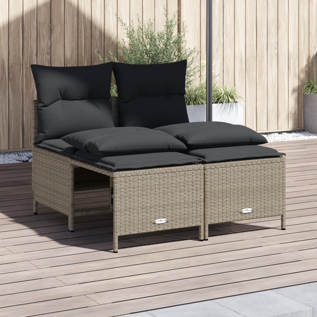 4-delige Loungeset met kussens poly rattan lichtgrijs is nu te koop bij PeponiXL, paradijselijk wonen!