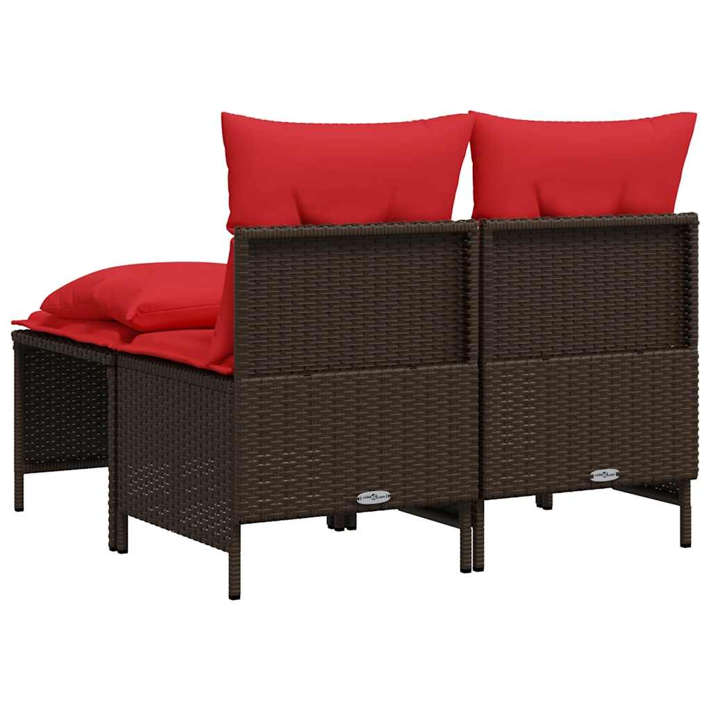 4-delige tuinbankset met kussens, bruin polyrotan is nu te koop bij PeponiXL, paradijselijk wonen!