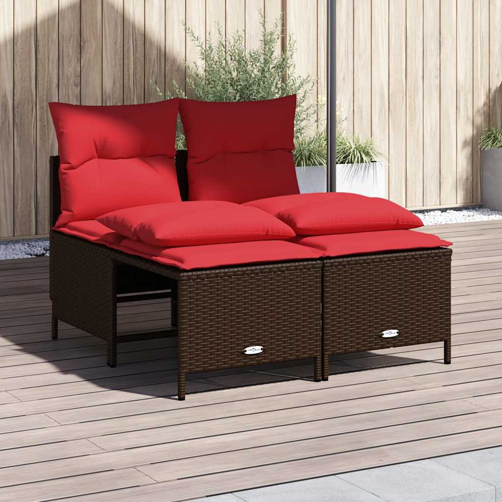 4-delige tuinbankset met kussens, bruin polyrotan is nu te koop bij PeponiXL, paradijselijk wonen!