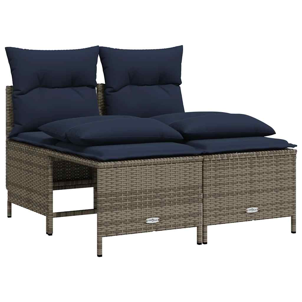 4-delige tuinbankset met kussens, grijs polyrotan is nu te koop bij PeponiXL, paradijselijk wonen!