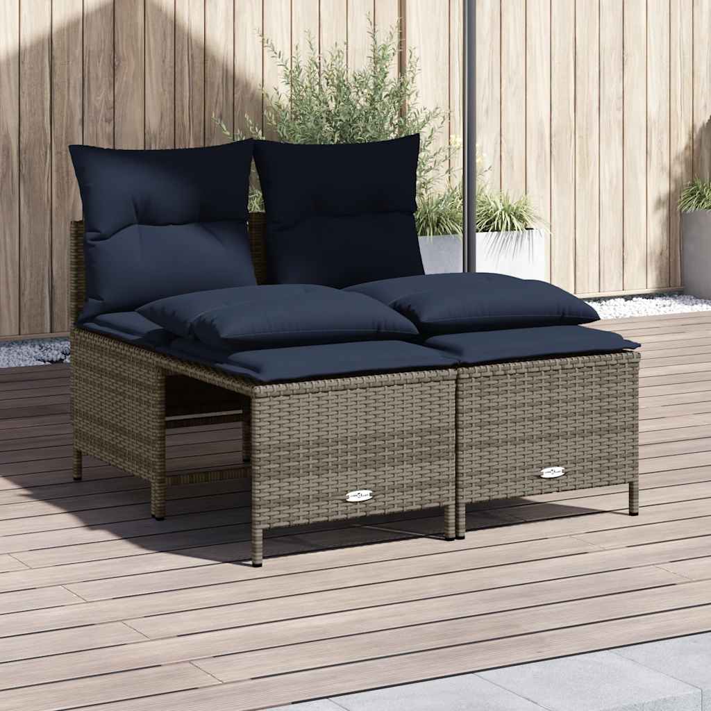 4-delige tuinbankset met kussens, grijs polyrotan is nu te koop bij PeponiXL, paradijselijk wonen!