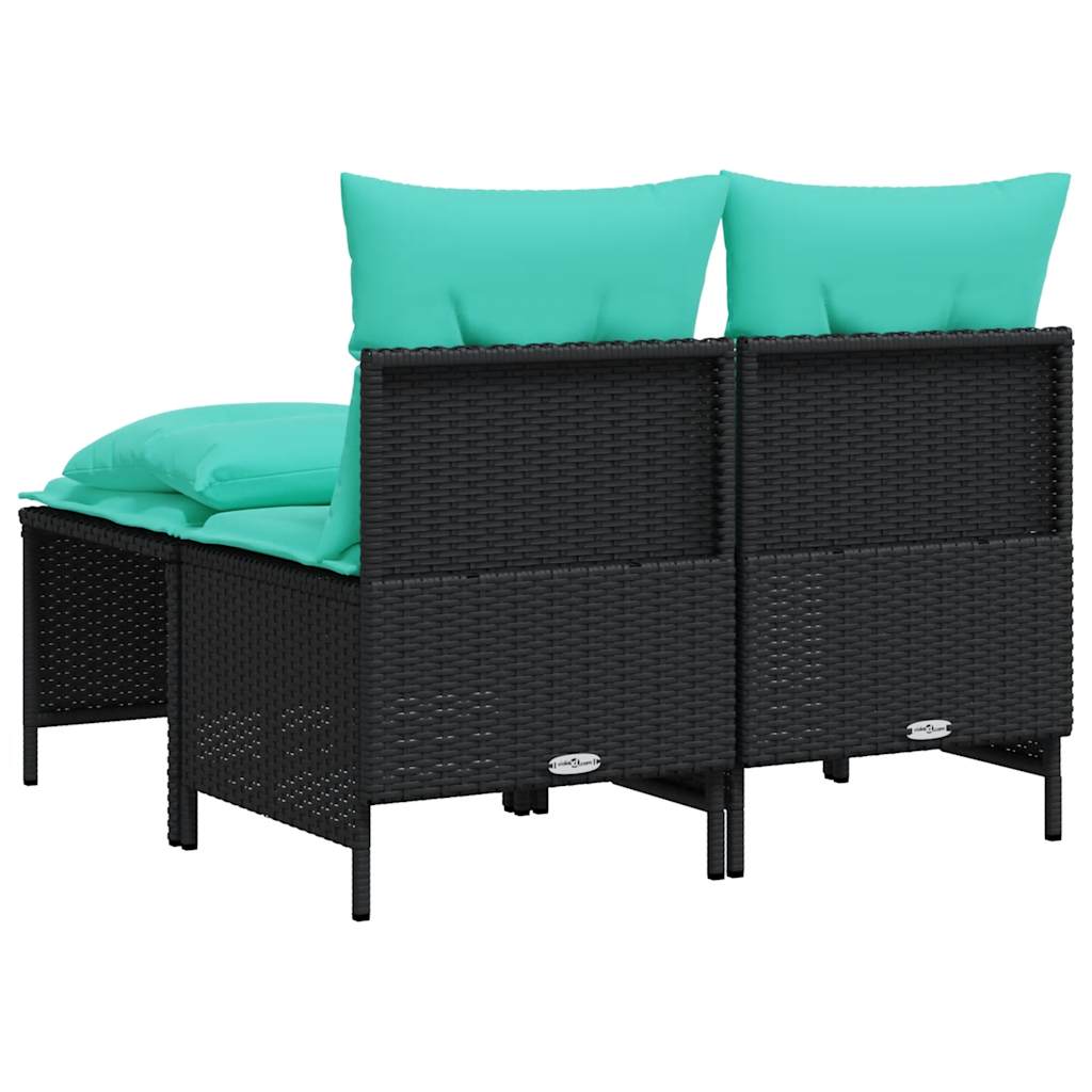 4-delige tuinbankset met kussens, zwart polyrotan is nu te koop bij PeponiXL, paradijselijk wonen!
