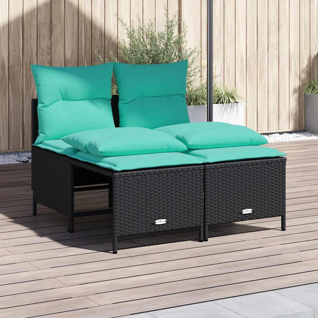 4-delige tuinbankset met kussens, zwart polyrotan is nu te koop bij PeponiXL, paradijselijk wonen!