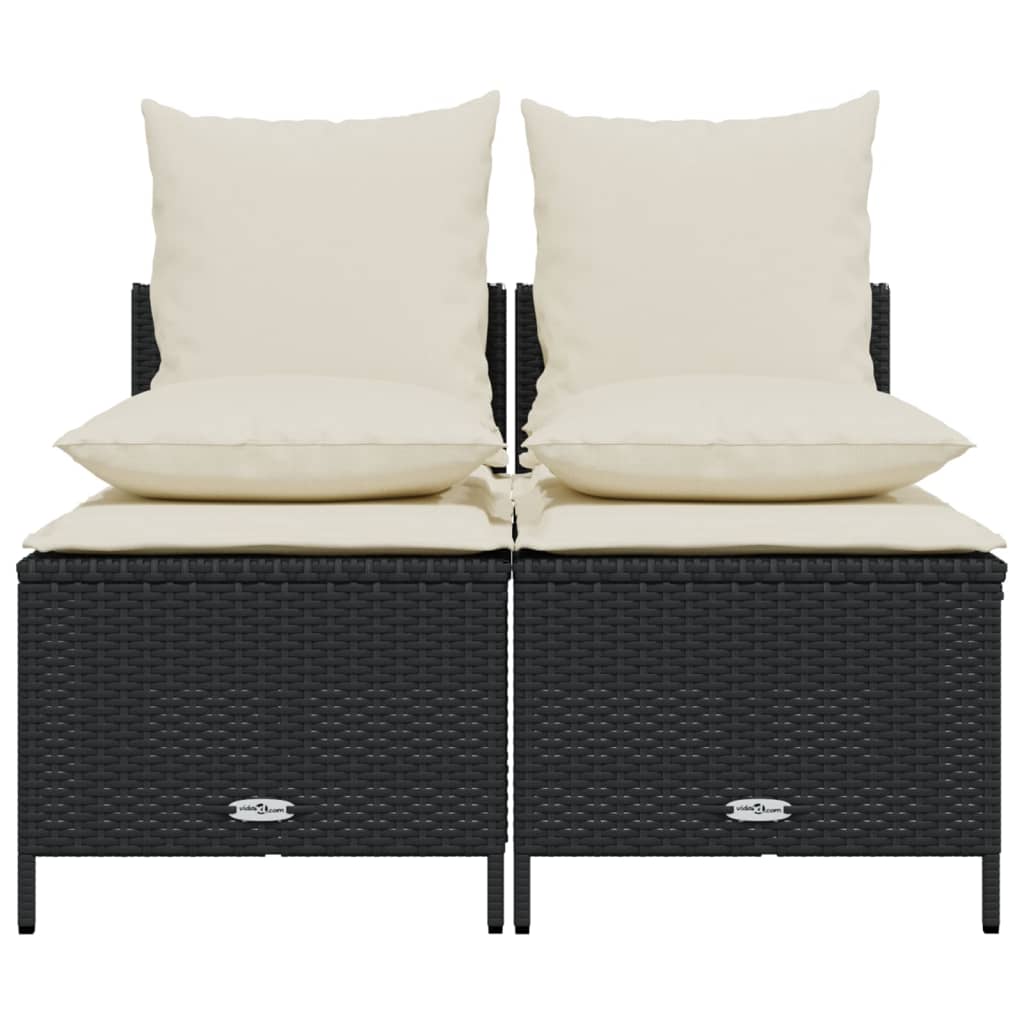 4-delige Loungeset met kussens poly rattan zwart is nu te koop bij PeponiXL, paradijselijk wonen!
